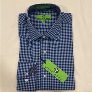 Bristol & Bull Navy Checkered Dress Shirt